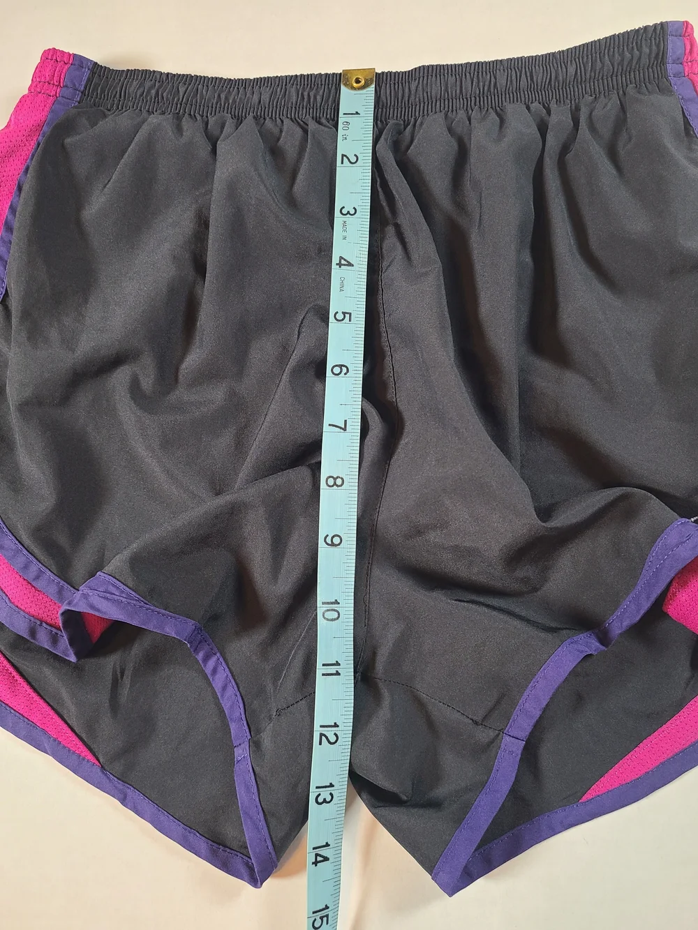 Nike Black Womens Athletic Dri Fit Shorts with Purple Trim Size M